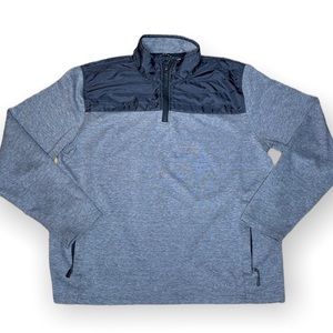 Eddie Bauer Mixed Media Knit Quarter Zip Gray & Black Pullover Size Large